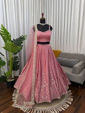 Pink Lehenga Indian Wedding Guest Outfit Choli Skirt Dupatta Sangeet Reception